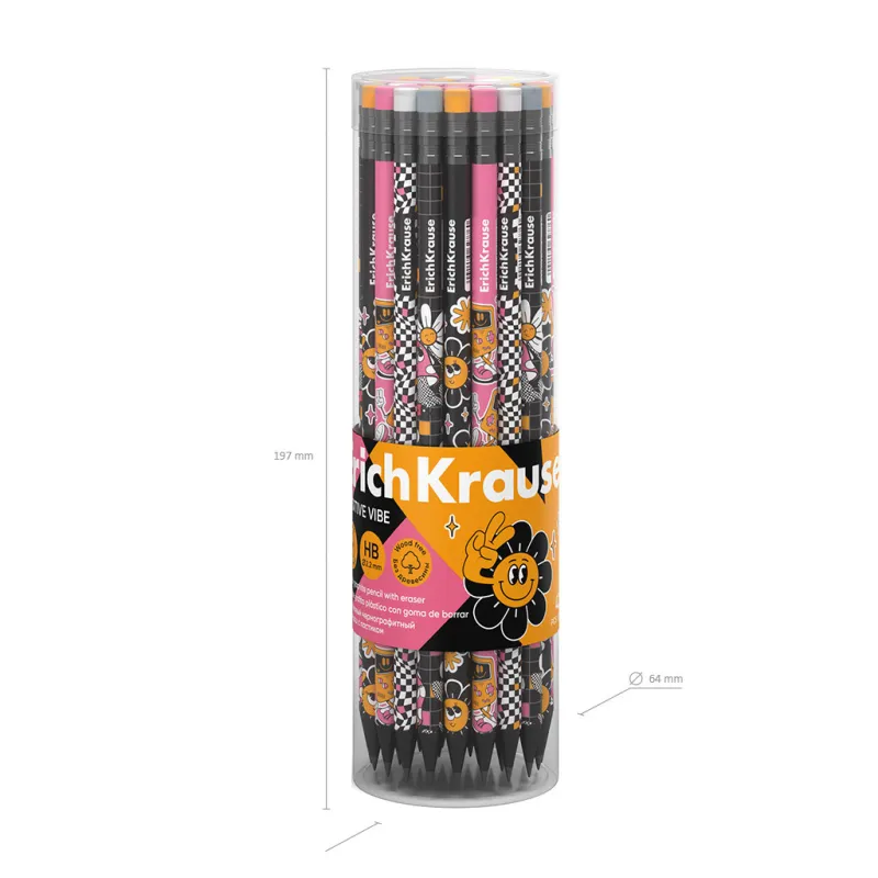 Tubo da 42 Matite HB con gomma ErichKrause Positive Vibe