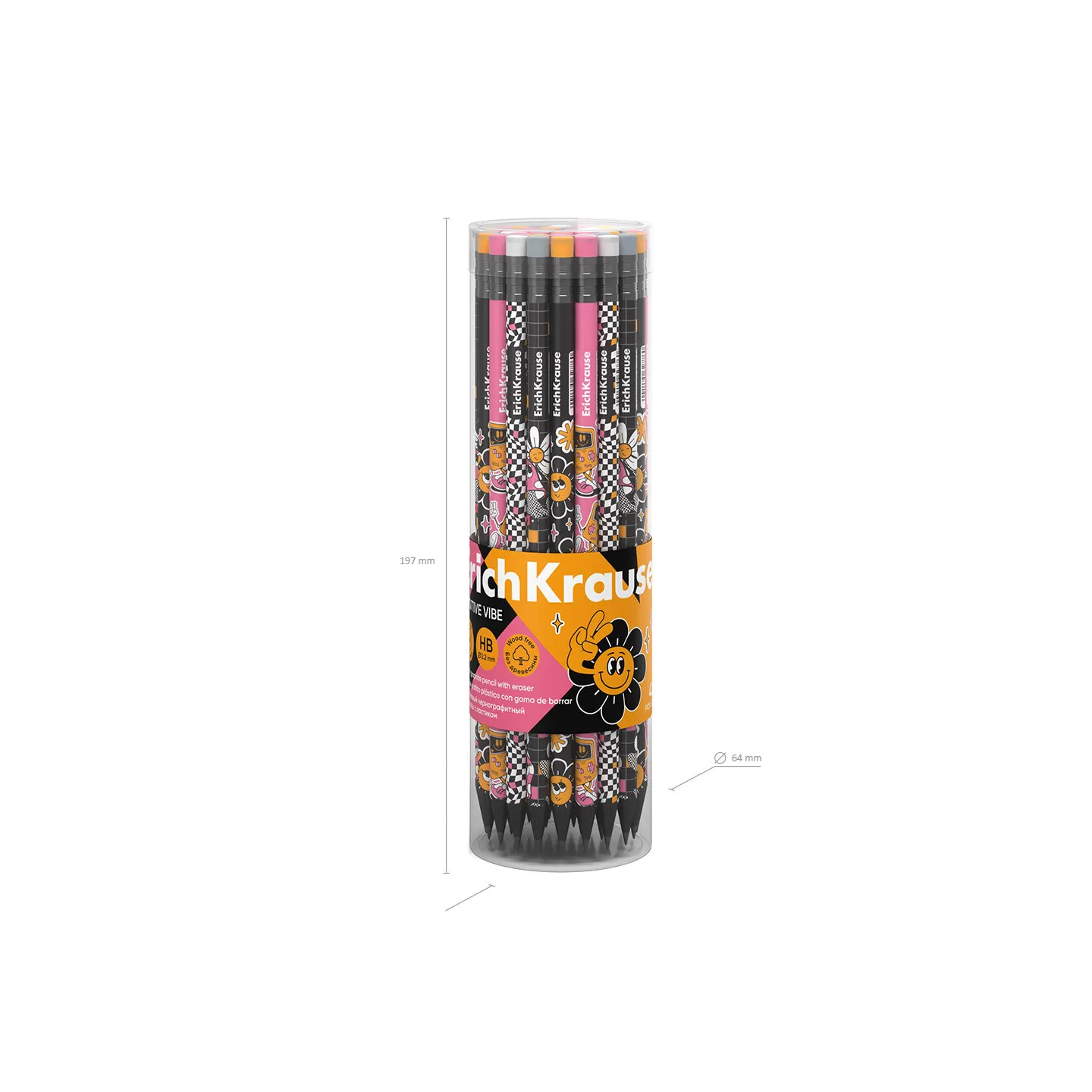 Tubo da 42 Matite HB con gomma ErichKrause Positive Vibe