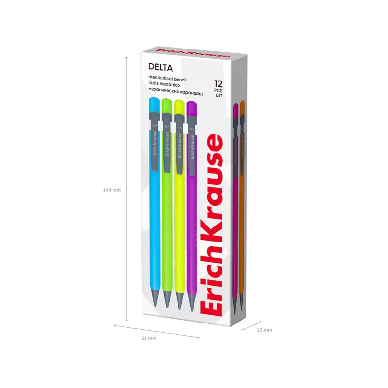 Box da 12 Matite Meccaniche Colorate HB ErichKrause Delta con Gomma