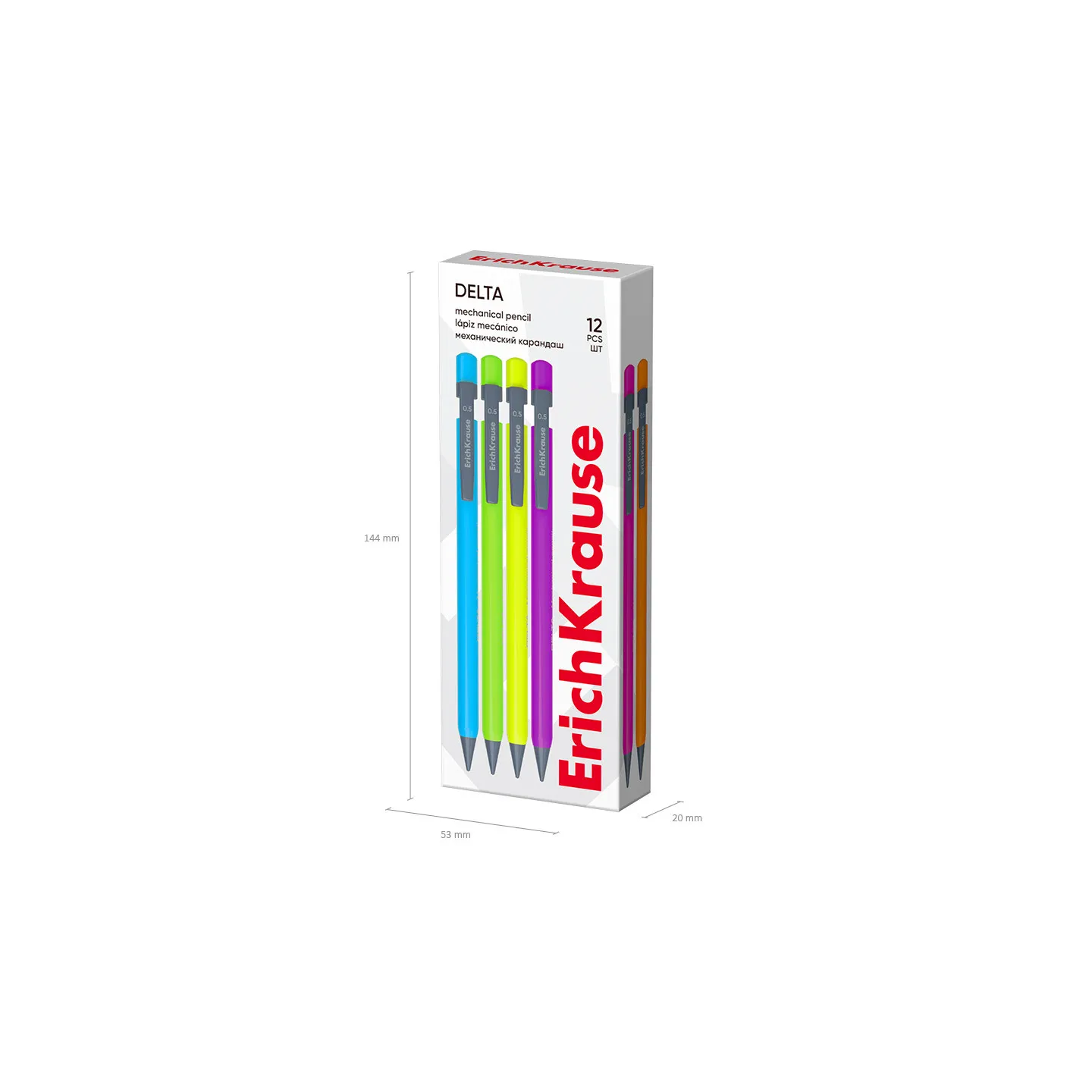 Box da 12 Matite Meccaniche Colorate HB ErichKrause Delta con Gomma