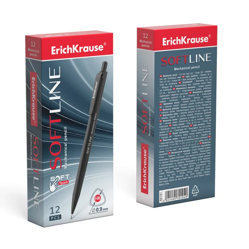 Box da 12 Matite Meccaniche HB ErichKrause SoftLine con gomma