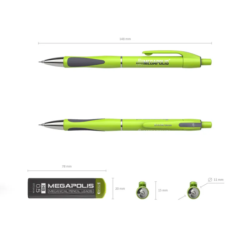 Matita meccanica HB ErichKrause MEGAPOLIS Concept 0,7 mm con 20 Mine