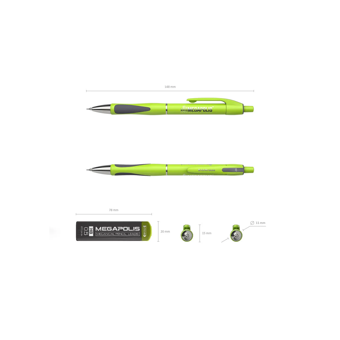 Matita meccanica HB ErichKrause MEGAPOLIS Concept 0,7 mm con 20 Mine