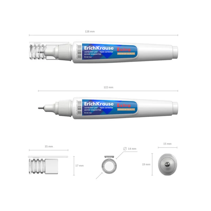 Box 12 Penne Correttore a Liquido Erichkrause Extra da 8 ml