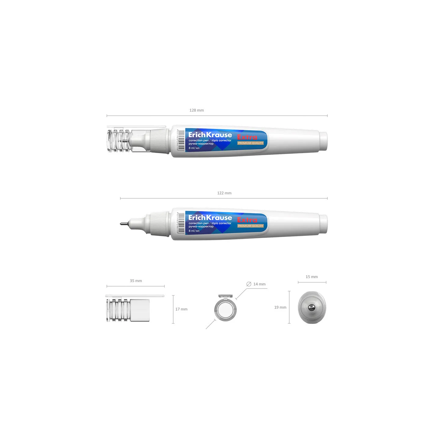 Box 12 Penne Correttore a Liquido Erichkrause Extra da 8 ml