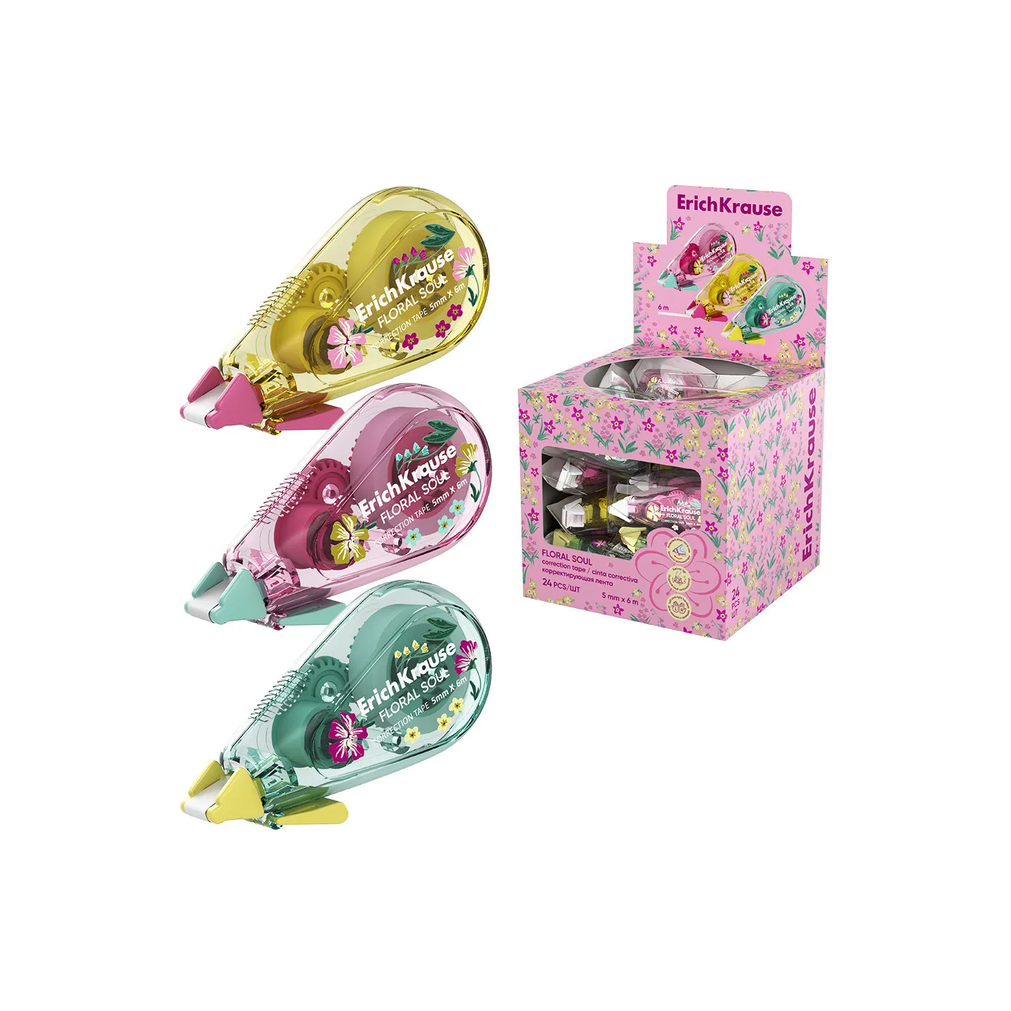 Box Dispenser 24 Nastro Correttore Floral Soul  da 5 mm x 6 m