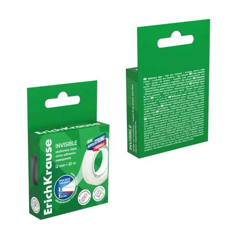 Nastro Adesivo Trasparente Opaco ErichKrause Invisible 12 mm x 20 m