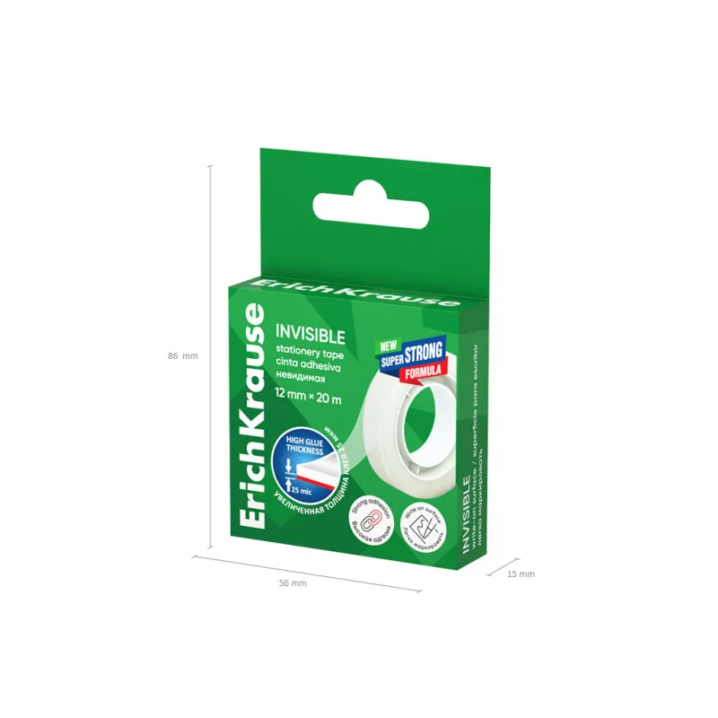Nastro Adesivo Trasparente Opaco ErichKrause Invisible 12 mm x 20 m