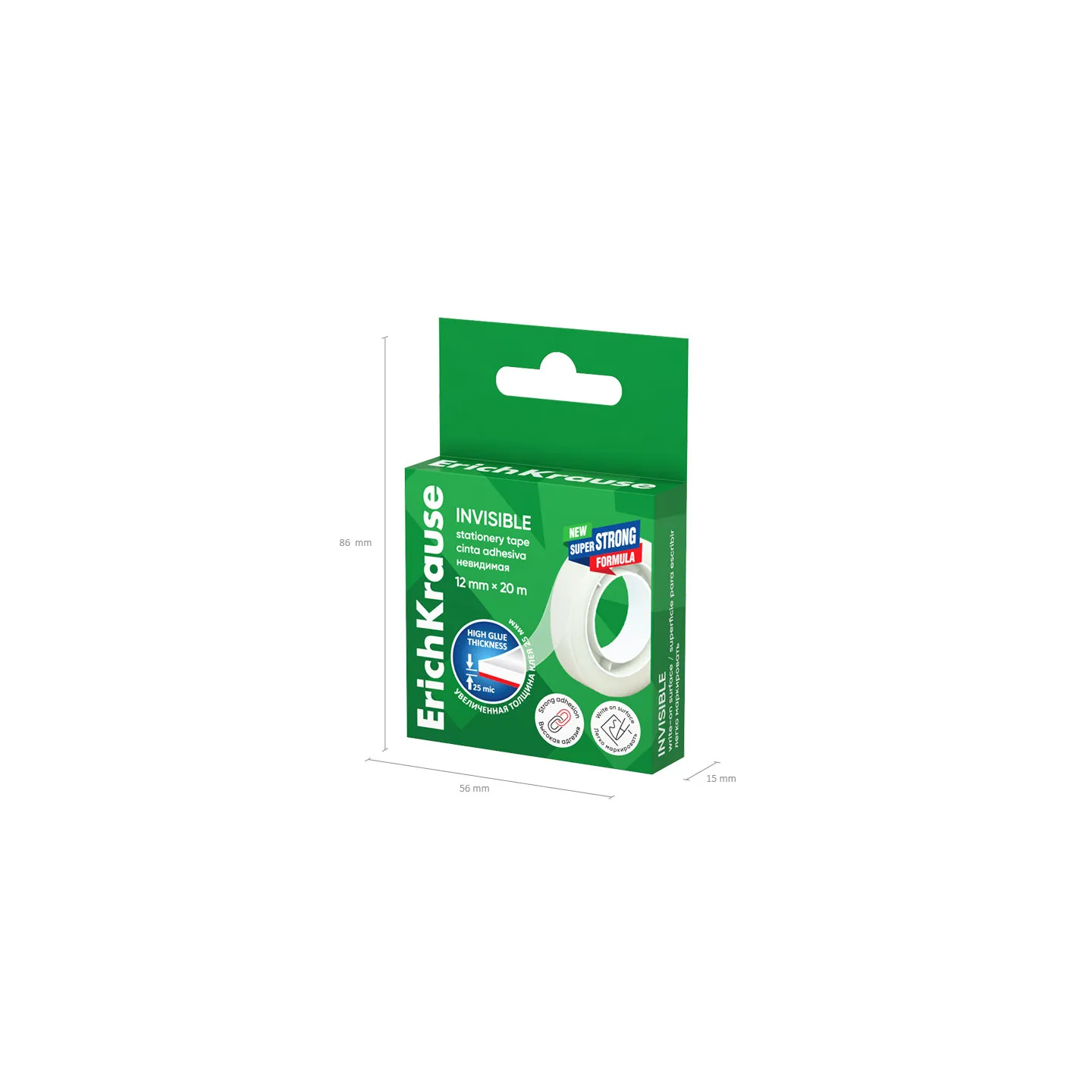 Nastro Adesivo Trasparente Opaco ErichKrause Invisible 12 mm x 20 m