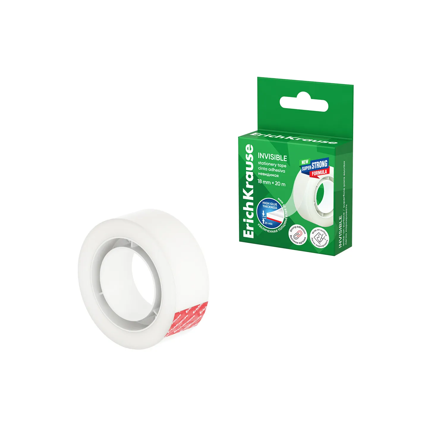 Nastro Adesivo Trasparente Opaco ErichKrause Invisible 18 mm x 20 m