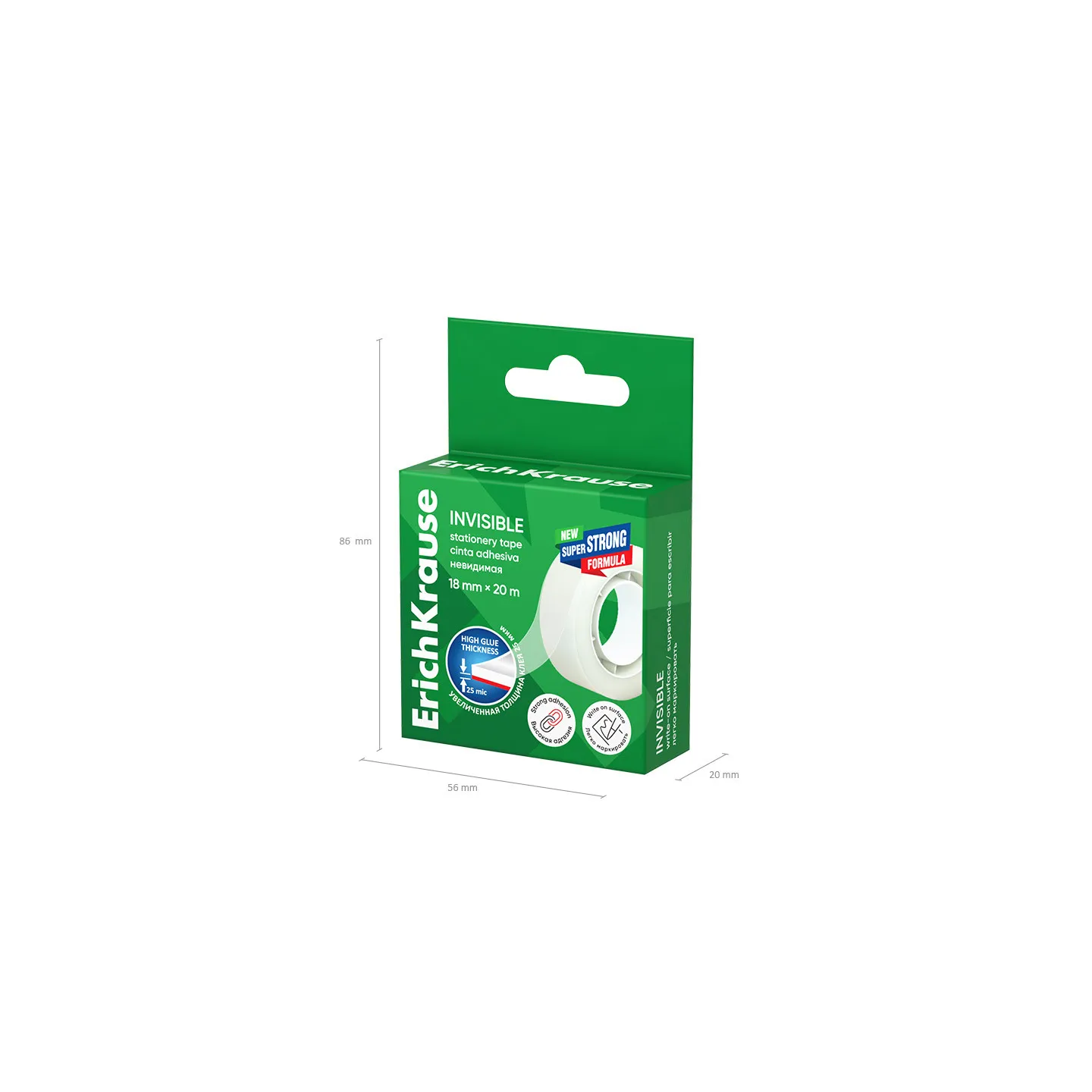 Nastro Adesivo Trasparente Opaco ErichKrause Invisible 18 mm x 20 m
