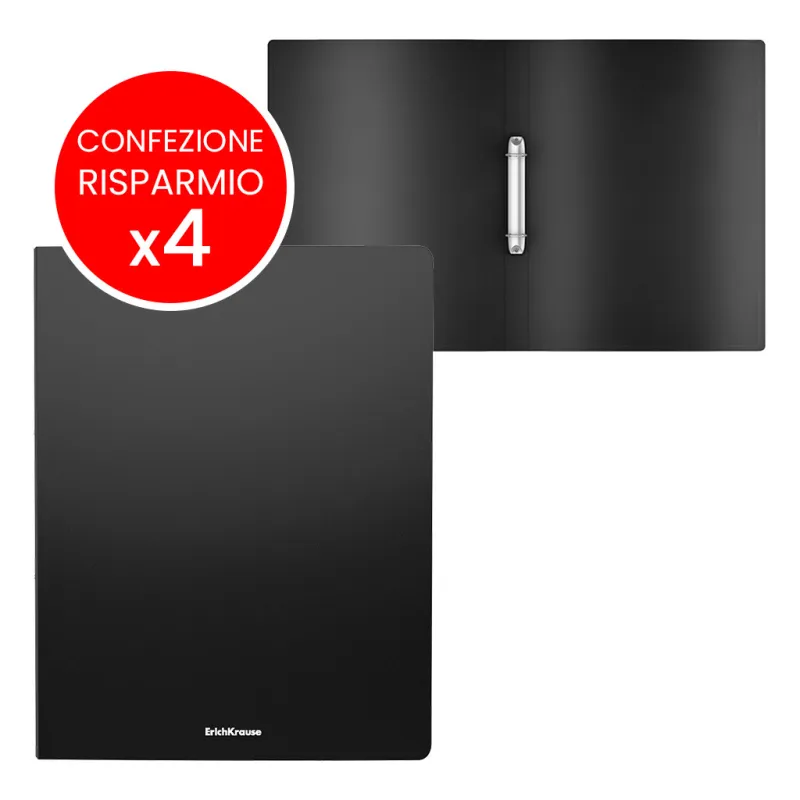 Box Risparmio 4 Raccoglitore A4 2 Anelli ErichKrause Matt Classic Nero