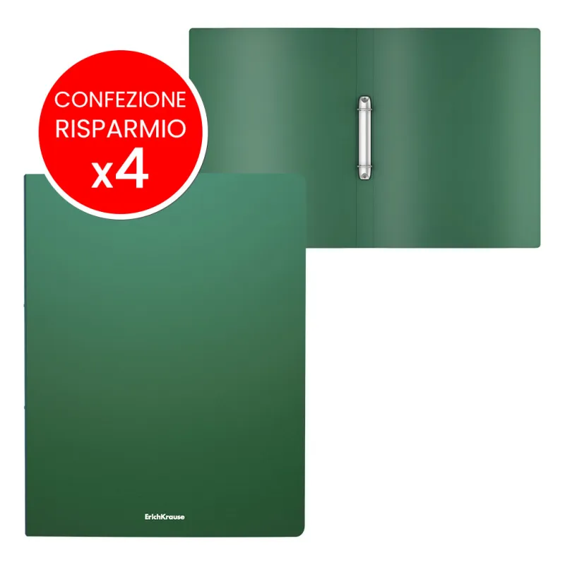 Box Risparmio 4 Raccoglitore A4 2 Anelli ErichKrause Matt Classic Verde