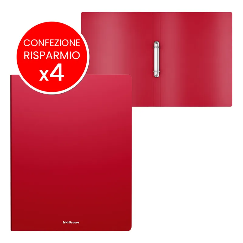 Box Risparmio 4 Raccoglitore A4 2 Anelli ErichKrause Matt Classic Rosso