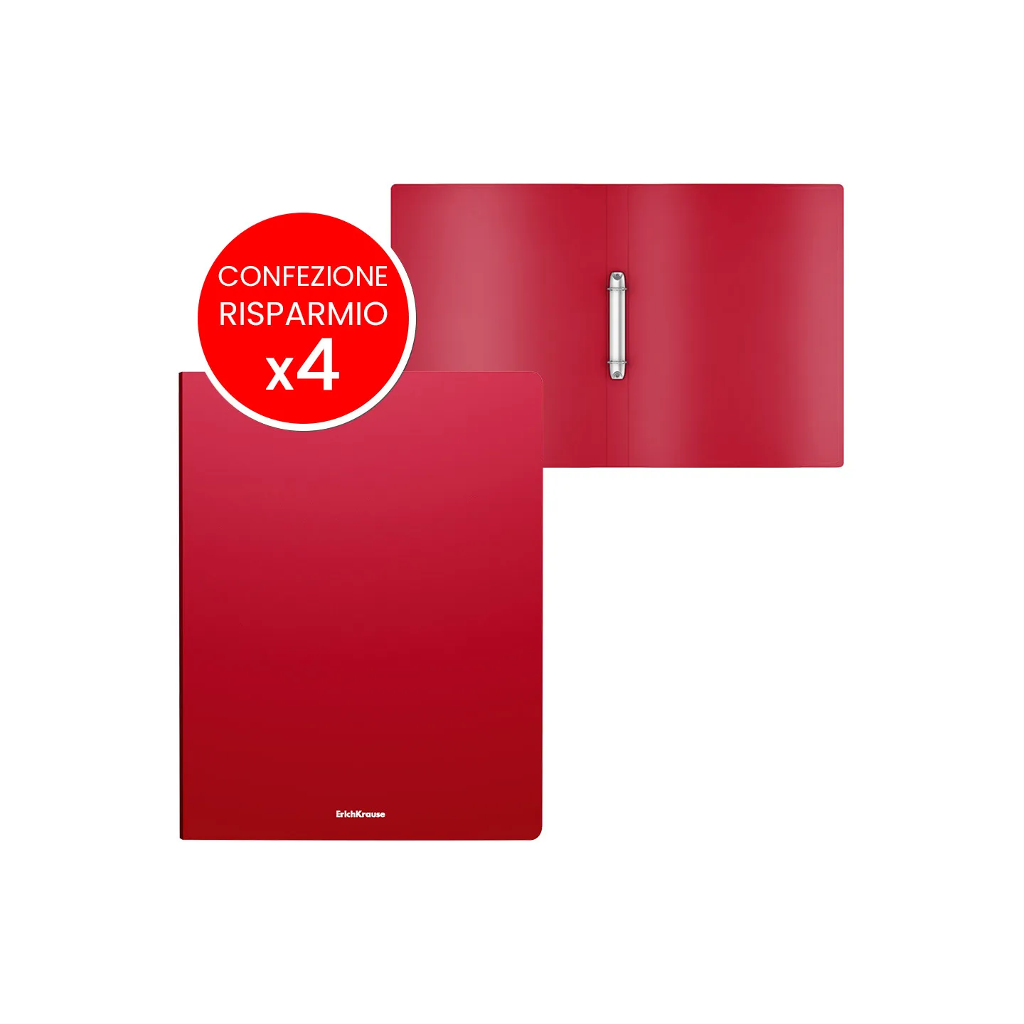 Box Risparmio 4 Raccoglitore A4 2 Anelli ErichKrause Matt Classic Rosso