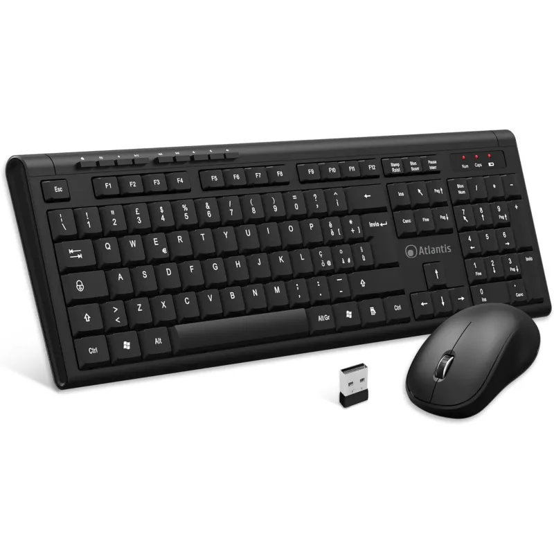 Tastiera e Mouse Cordless Atlantis Land Combo P013-AX280G+M