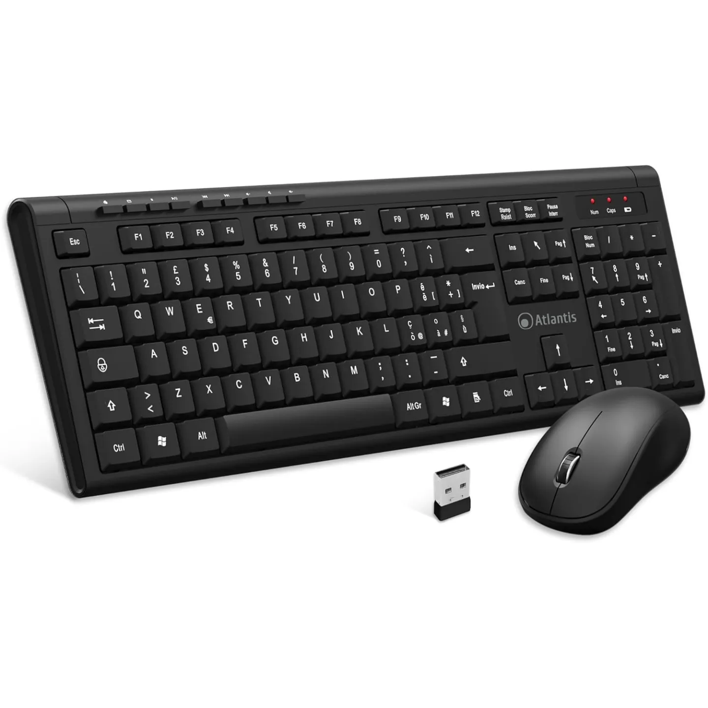 Tastiera e Mouse Cordless Atlantis Land Combo P013-AX280G+M