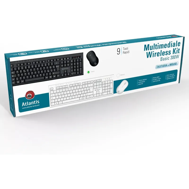 Tastiera e Mouse Cordless Atlantis Land Combo P013-AX280G+M