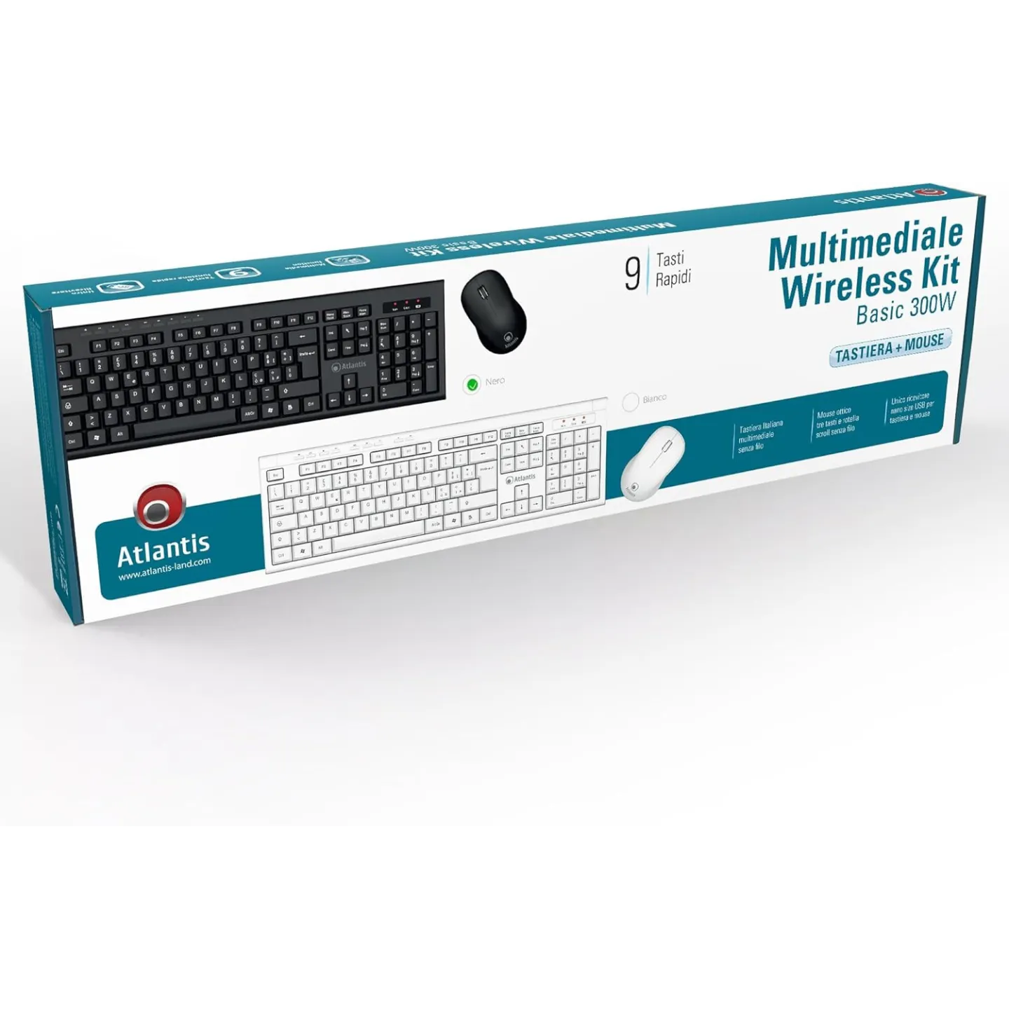 Tastiera e Mouse Cordless Atlantis Land Combo P013-AX280G+M