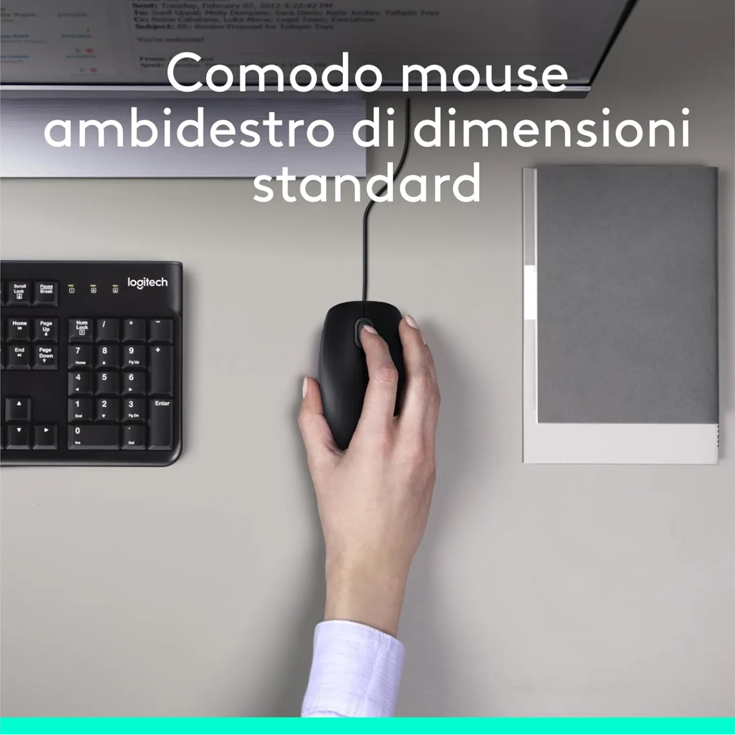 Combo Tastiera e Mouse Kit Logitech MK120 Con Cavo SUB Plug-And-Play Nero