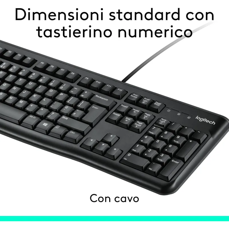 Combo Tastiera e Mouse Kit Logitech MK120 Con Cavo SUB Plug-And-Play Nero