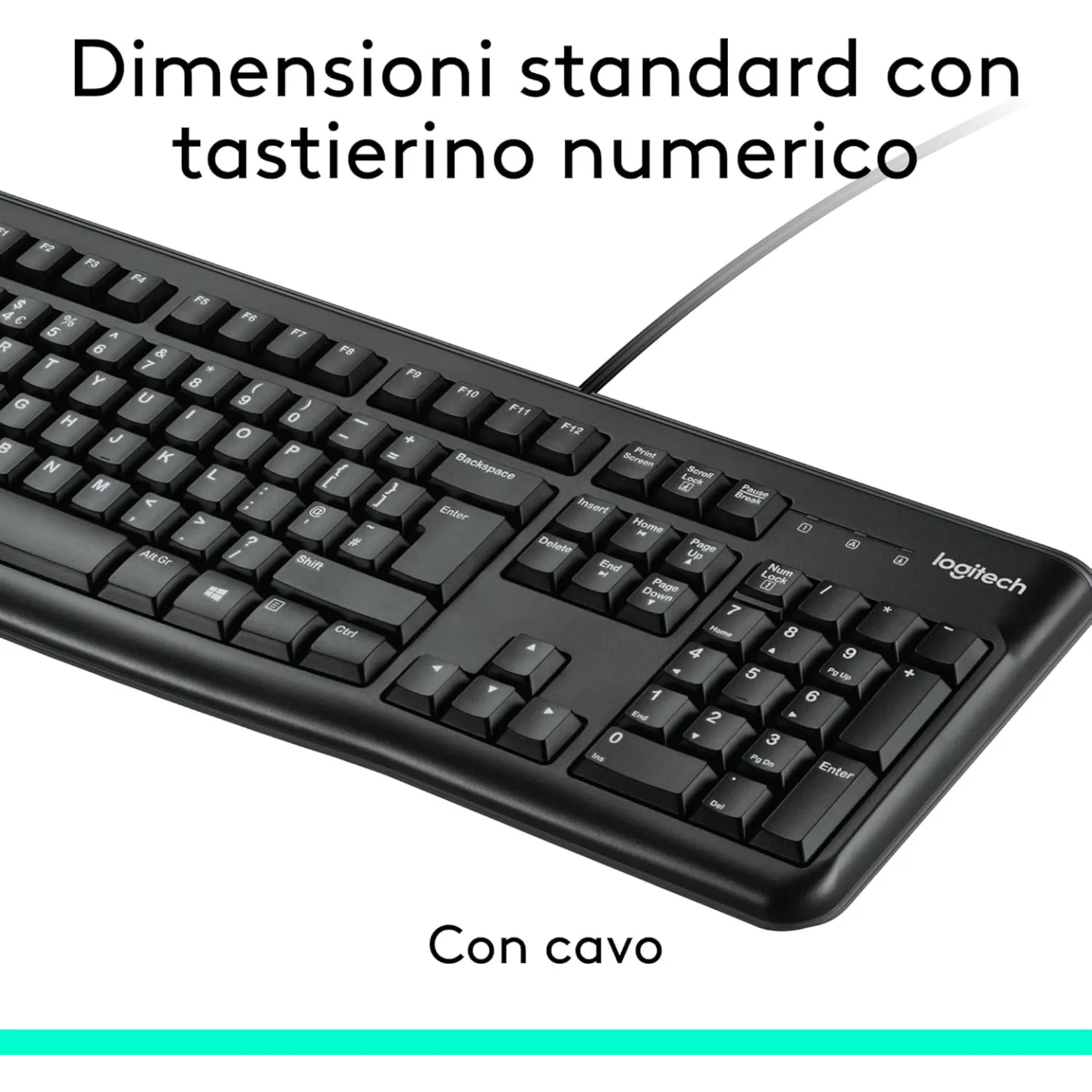 Combo Tastiera e Mouse Kit Logitech MK120 Con Cavo SUB Plug-And-Play Nero