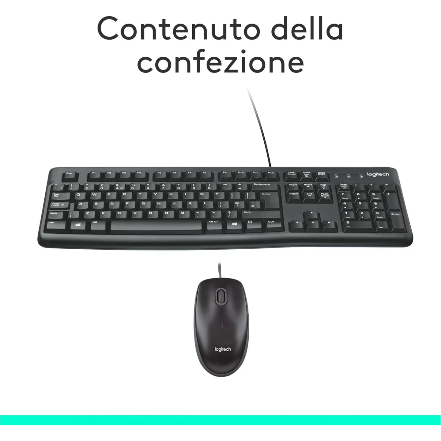 Combo Tastiera e Mouse Kit Logitech MK120 Con Cavo SUB Plug-And-Play Nero