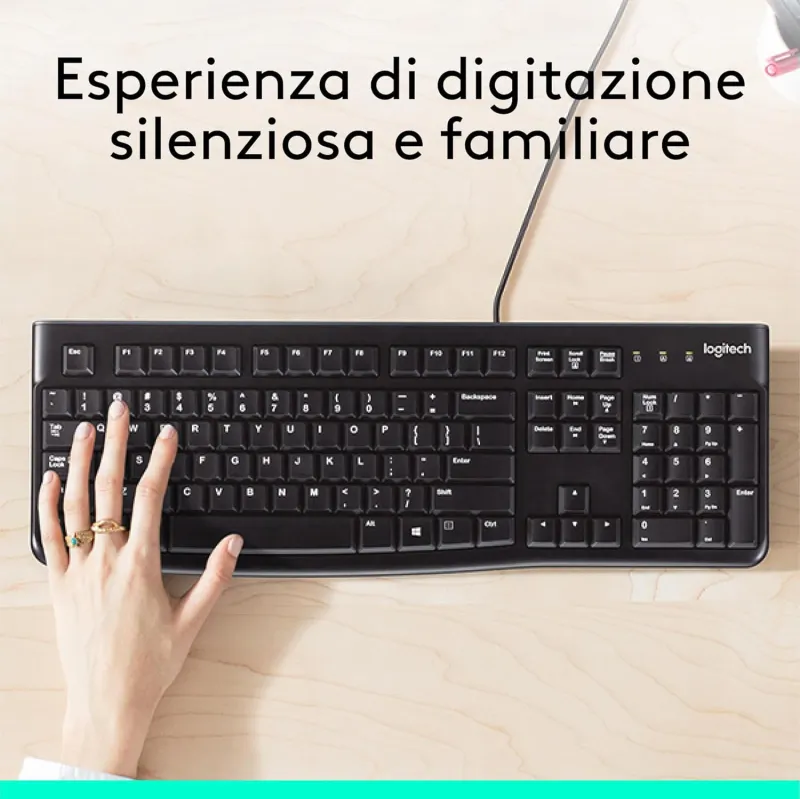 Tastiera Logitech K120 Con Cavo Plug-and-Play Nera
