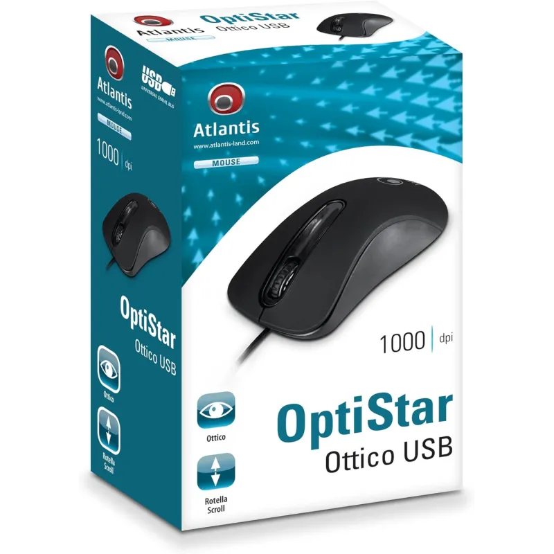 Mouse USB Atlantis P009 Optistar USB OTTICO