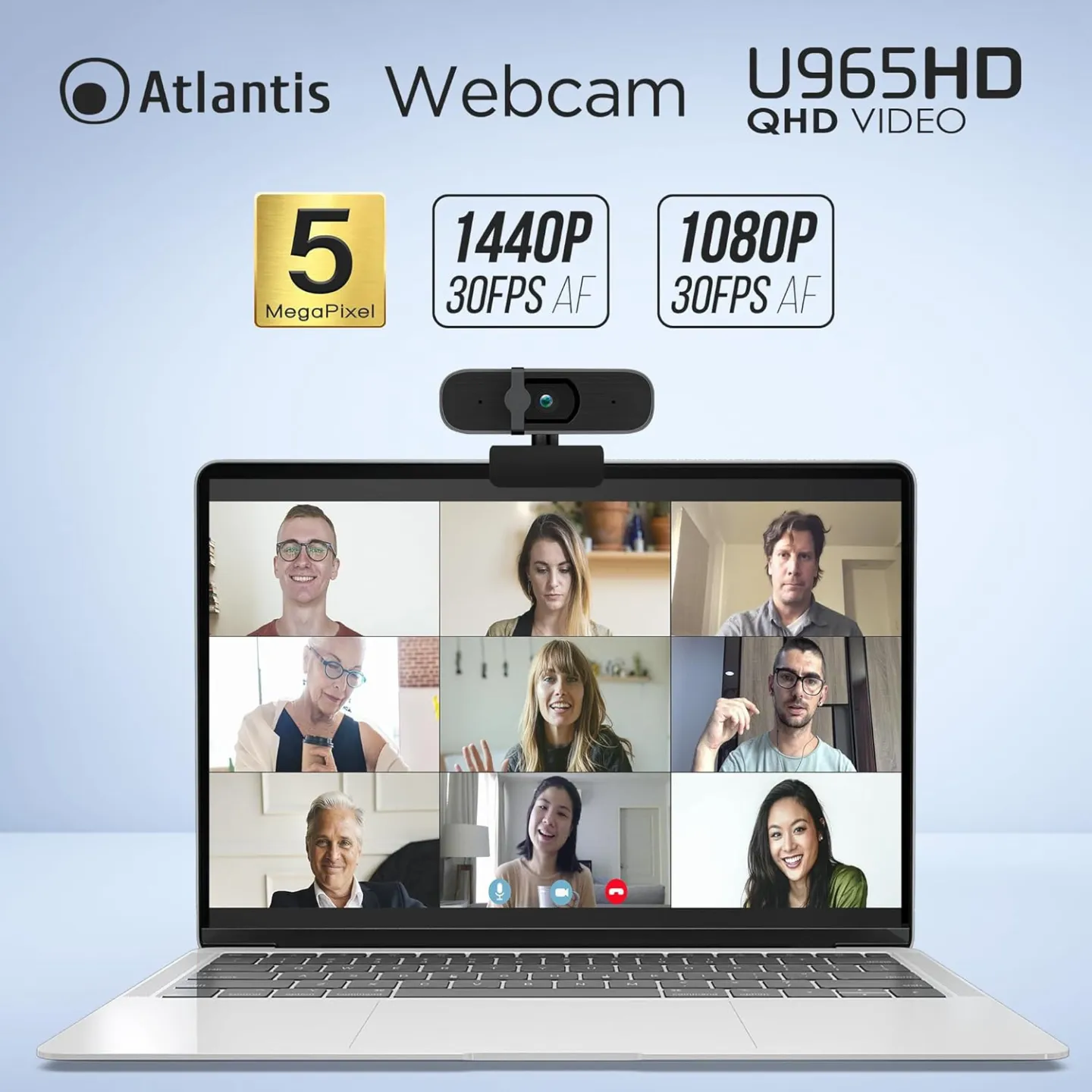 Webcam 2K Atlantis P015-U965HD Full HD 5 Mpixel 2560x1944 30 fps