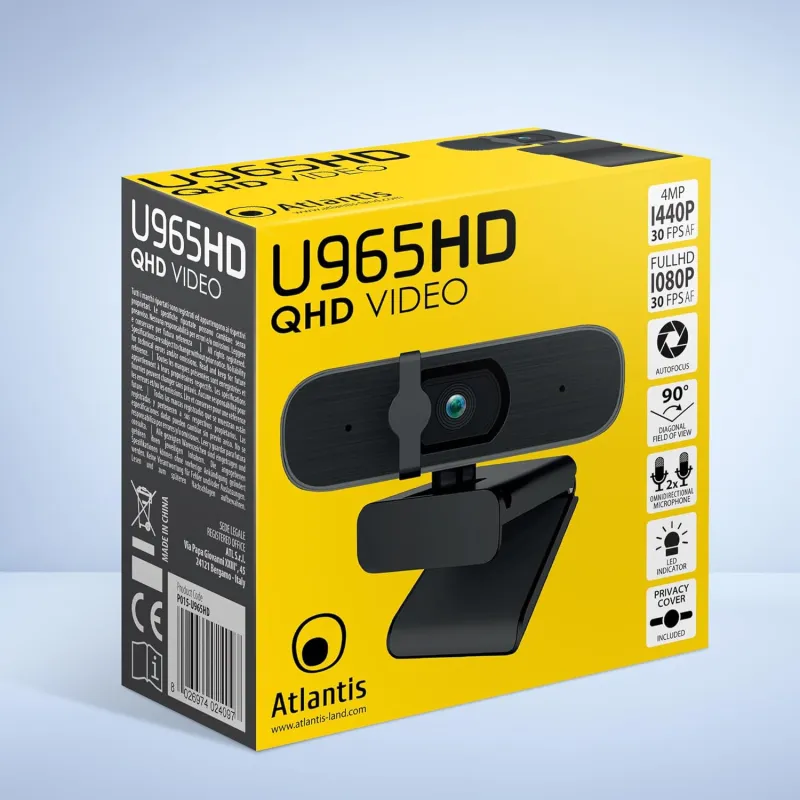 Webcam 2K Atlantis P015-U965HD Full HD 5 Mpixel 2560x1944 30 fps