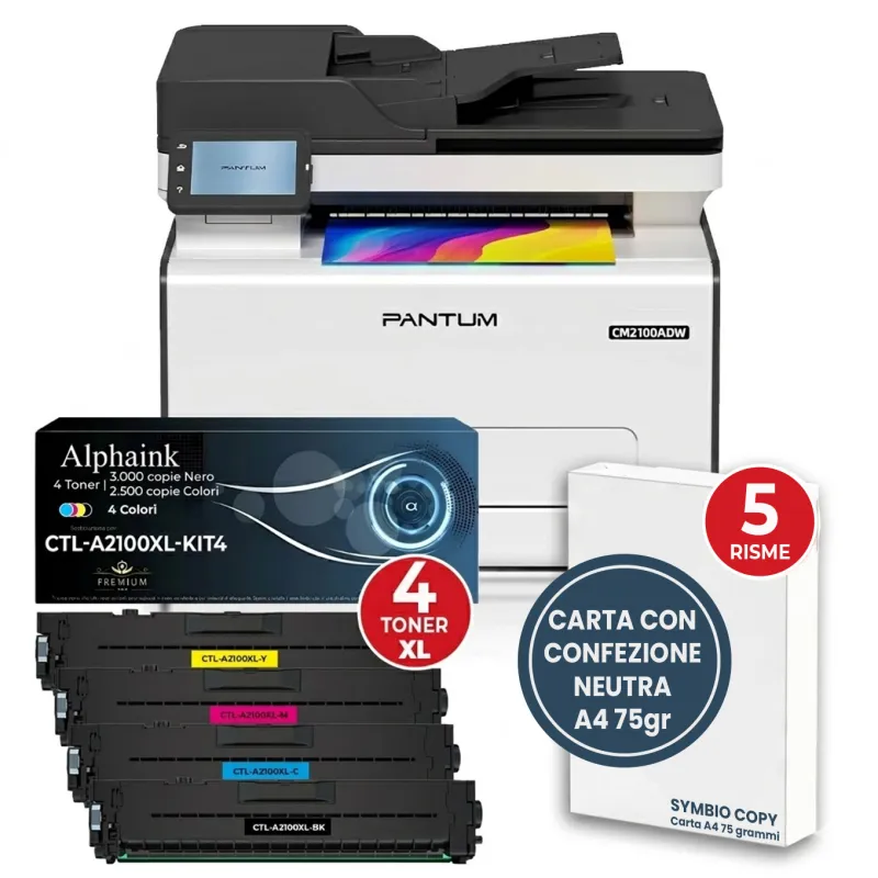 BUNDLE ALL INCLUSIVE Pantum CM2100ADW Multifunzione a Colori