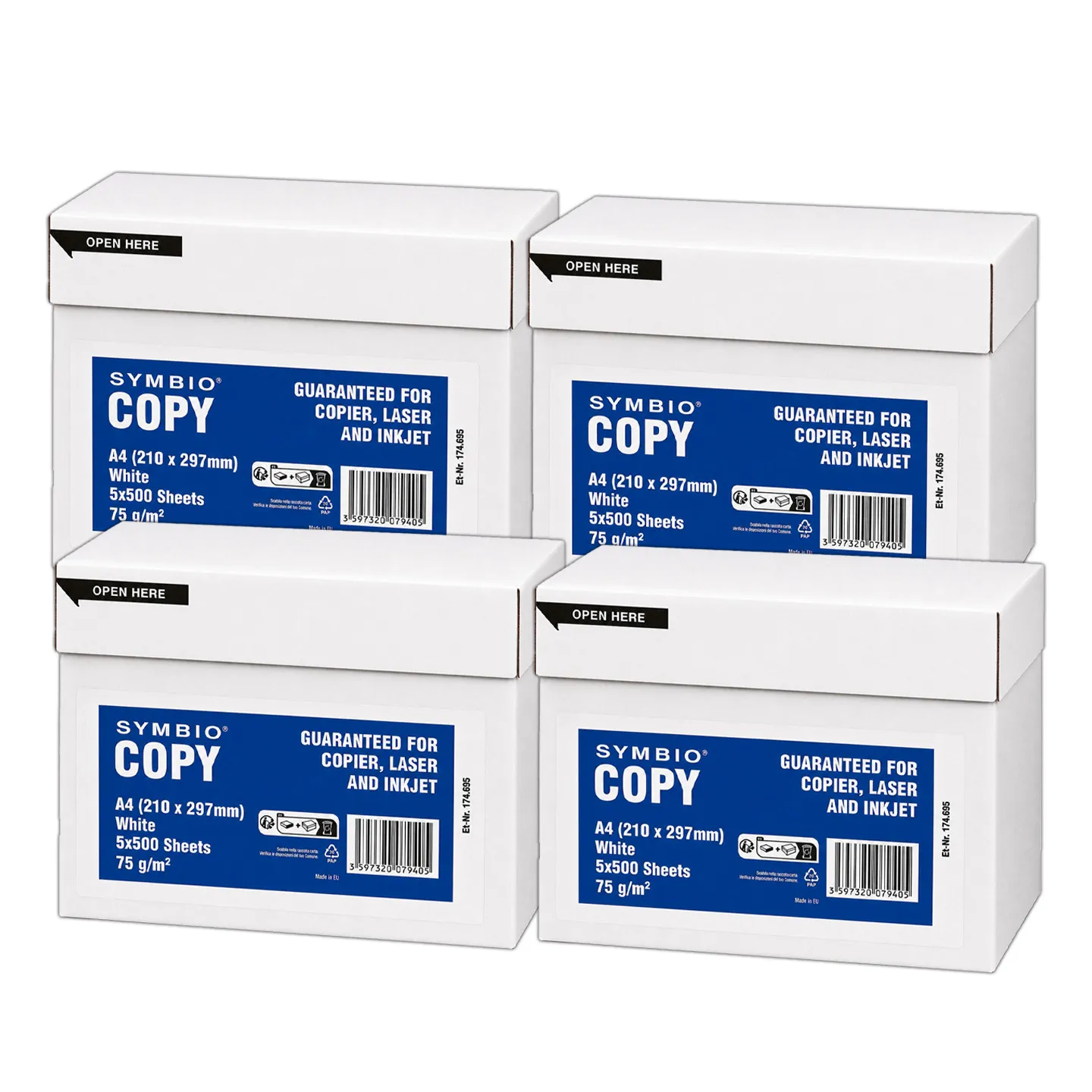 Confezione da 20 Risme Symbio Copy Carta A4 75 gr