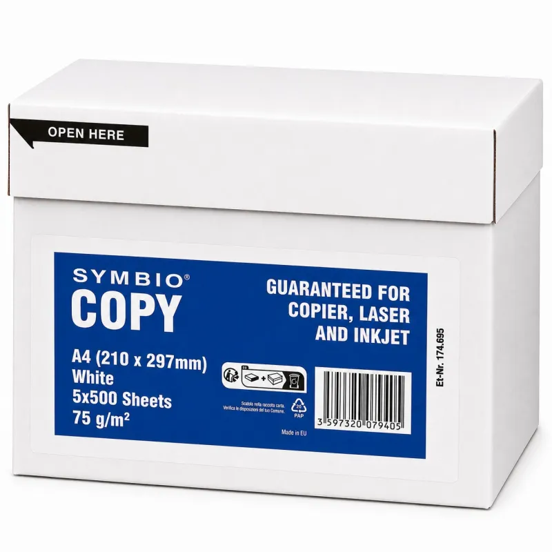 Confezione da 20 Risme Symbio Copy Carta A4 75 gr