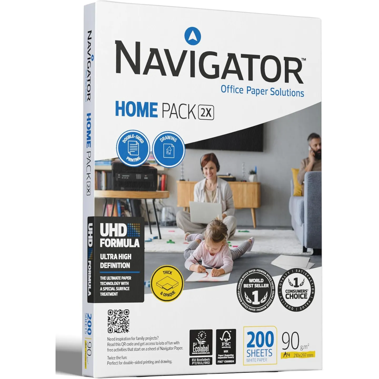 Navigator Home Pack 2X A4 90 gr - 1 risma da 200 fogli