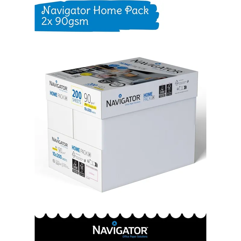 Navigator Home Pack 2X A4 90 gr - 1 risma da 200 fogli