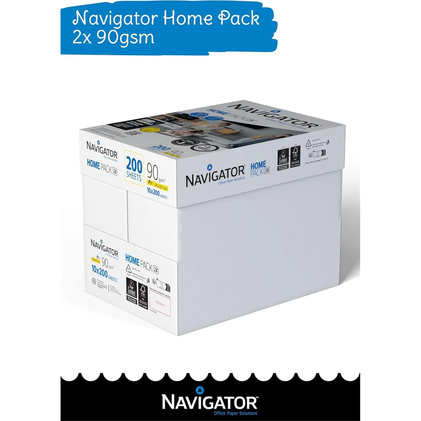 Navigator Home Pack 2X A4 90 gr - 1 risma da 200 fogli