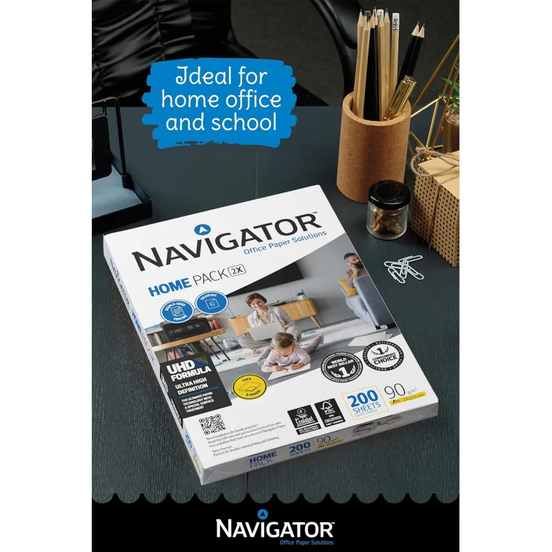 Navigator Home Pack 2X A4 90 gr - 1 risma da 200 fogli