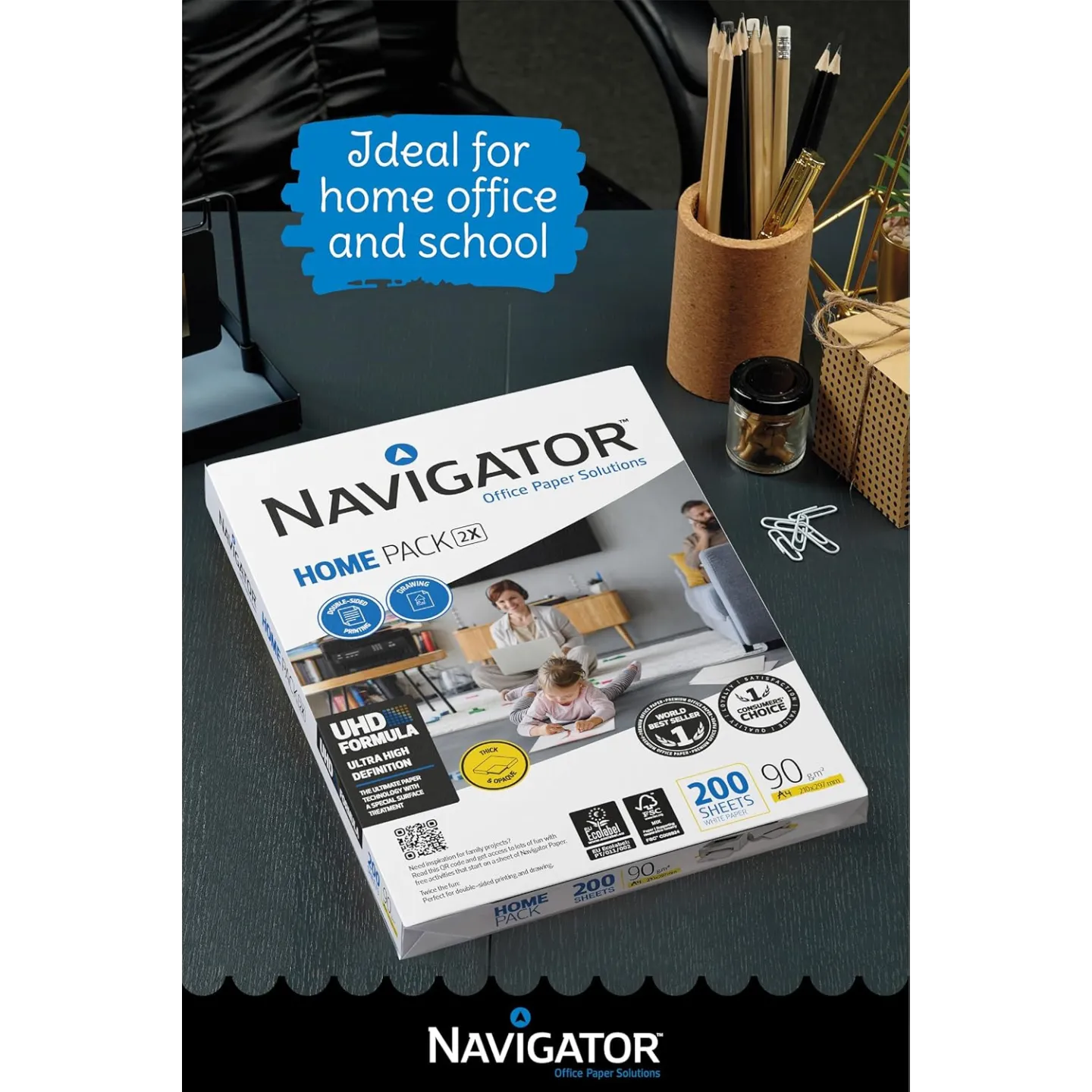 Navigator Home Pack 2X A4 90 gr - 1 risma da 200 fogli