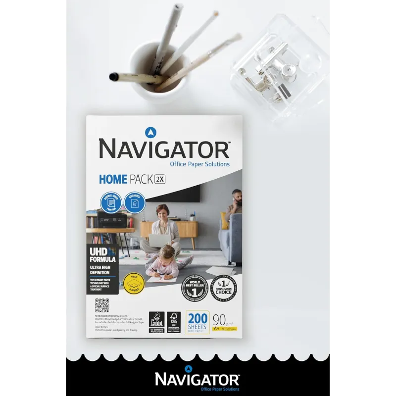 Navigator Home Pack 2X A4 90 gr - 1 risma da 200 fogli