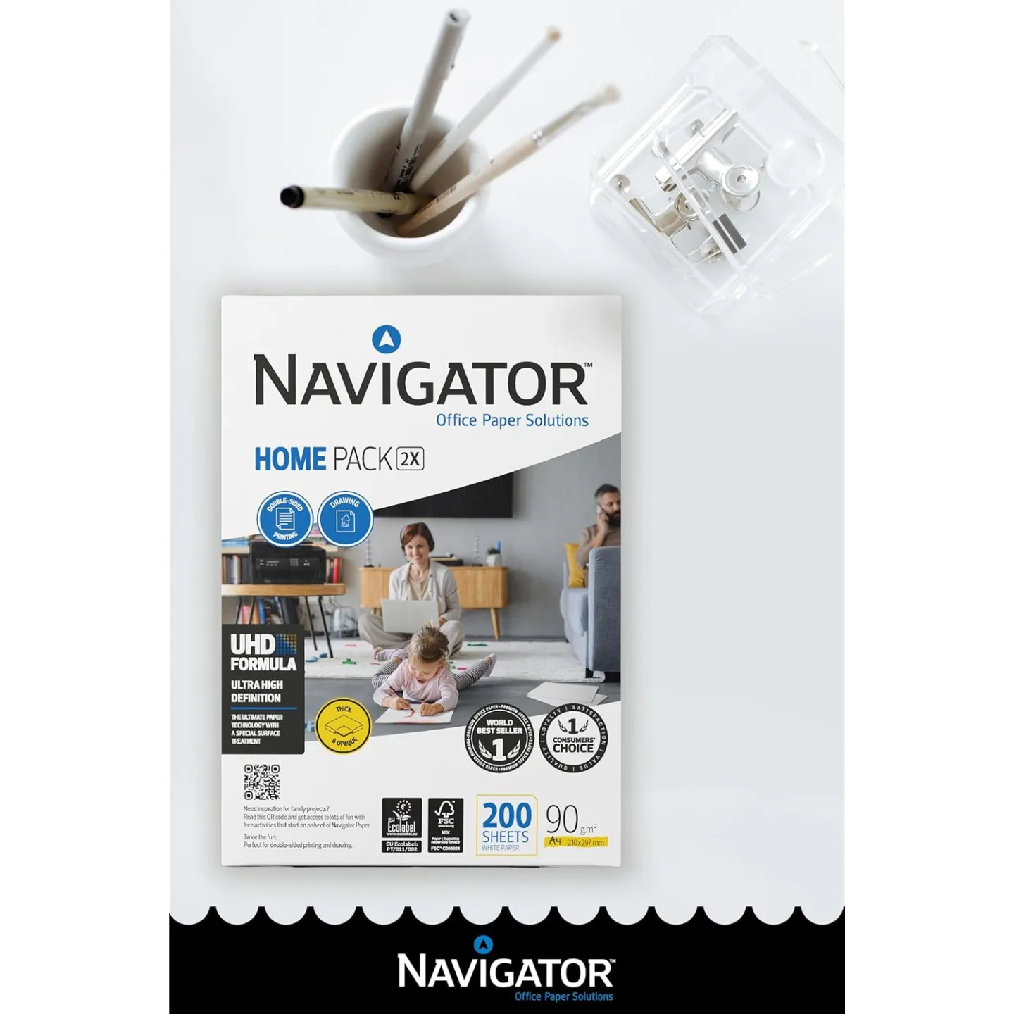 Navigator Home Pack 2X A4 90 gr - 1 risma da 200 fogli