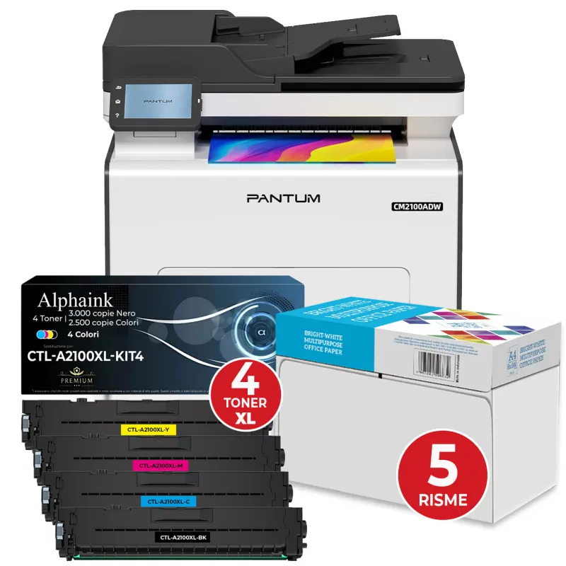 BUNDLE ALL INCLUSIVE Pantum CM2100ADW Multifunzione a Colori