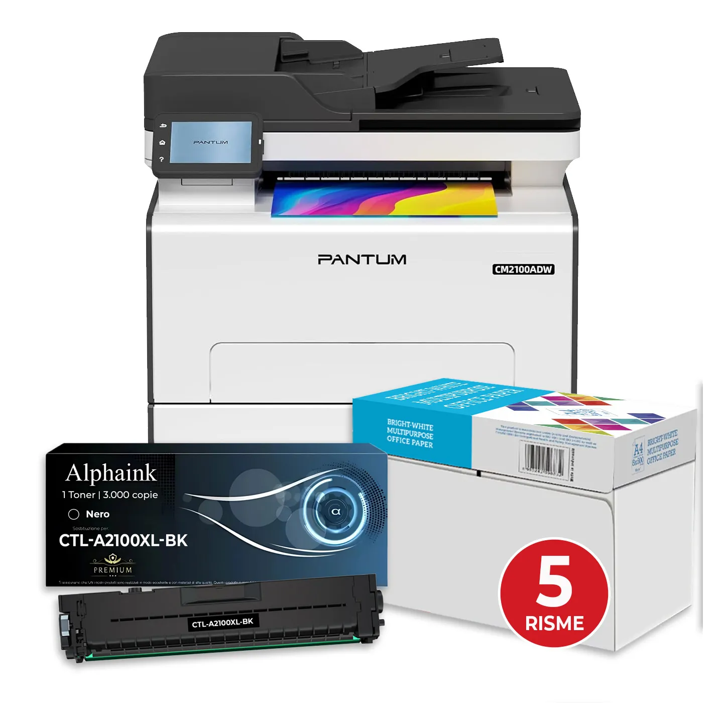 BUNDLE BLACK Pantum CM2100ADW Multifunzione a Colori