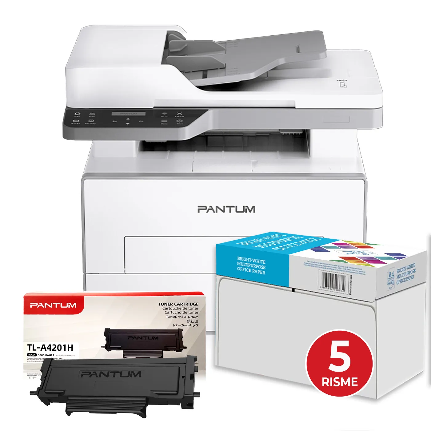 Bundle ALL INCLUSIVE Pantum BM4240ADW Toner Originale + Carta A4