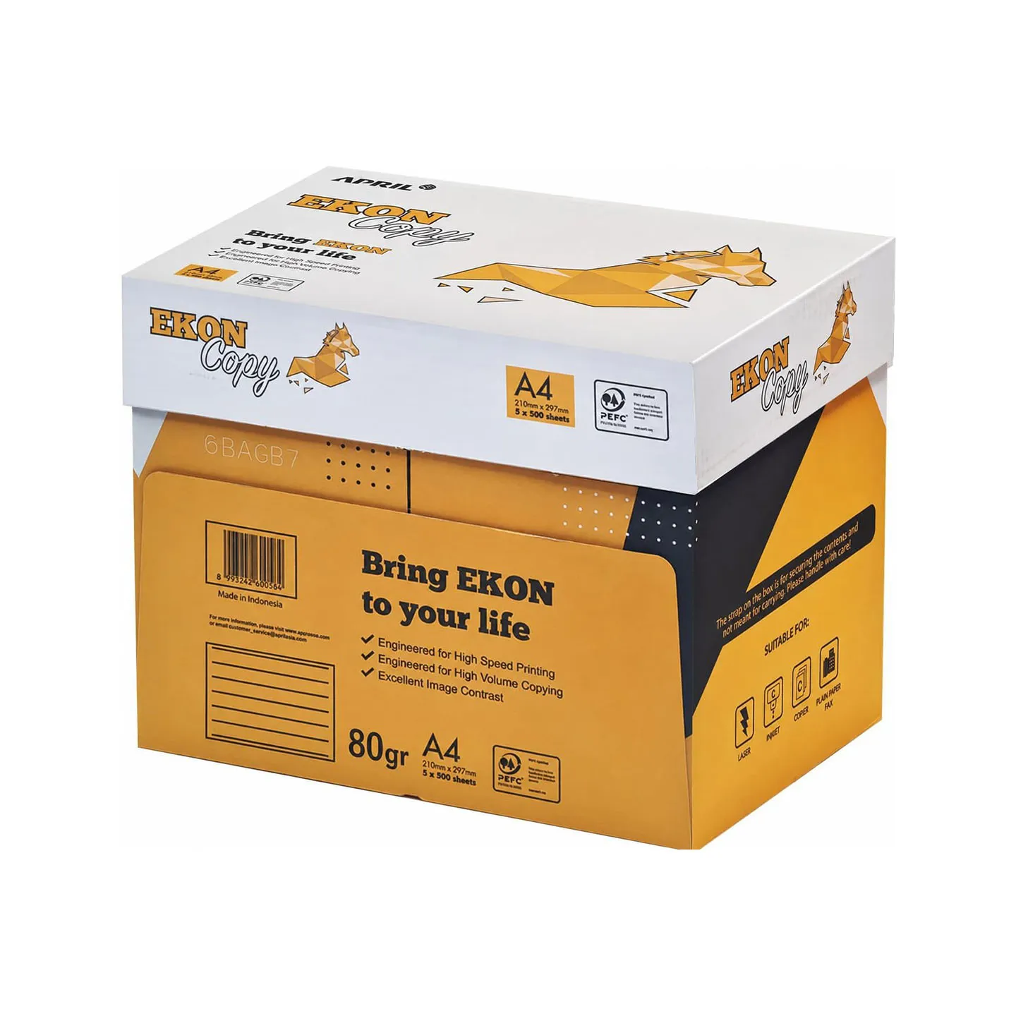 EKON Carta A4 80gr – 5 Risme da 500 Fogli