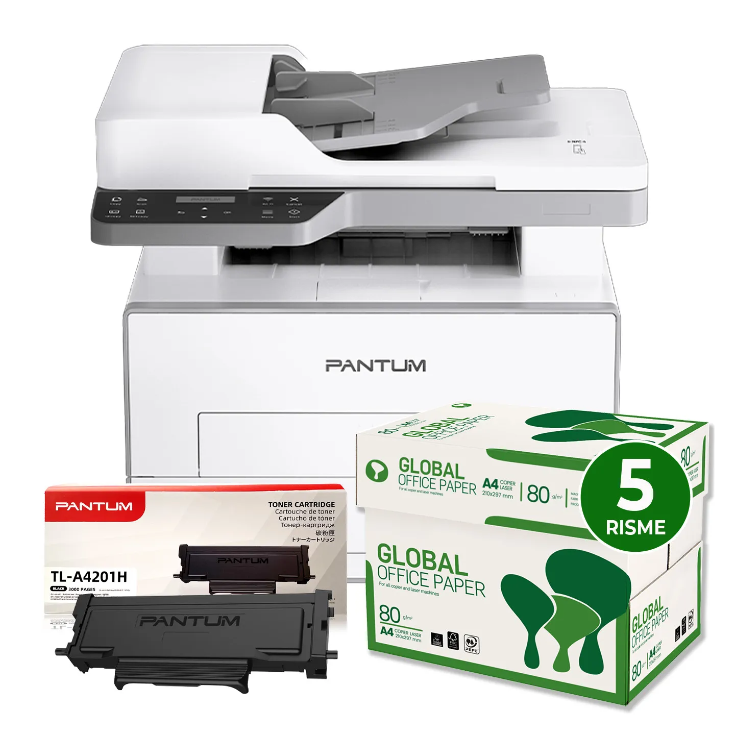 Bundle ALL INCLUSIVE Pantum BM4240ADW Toner Originale + Carta A4