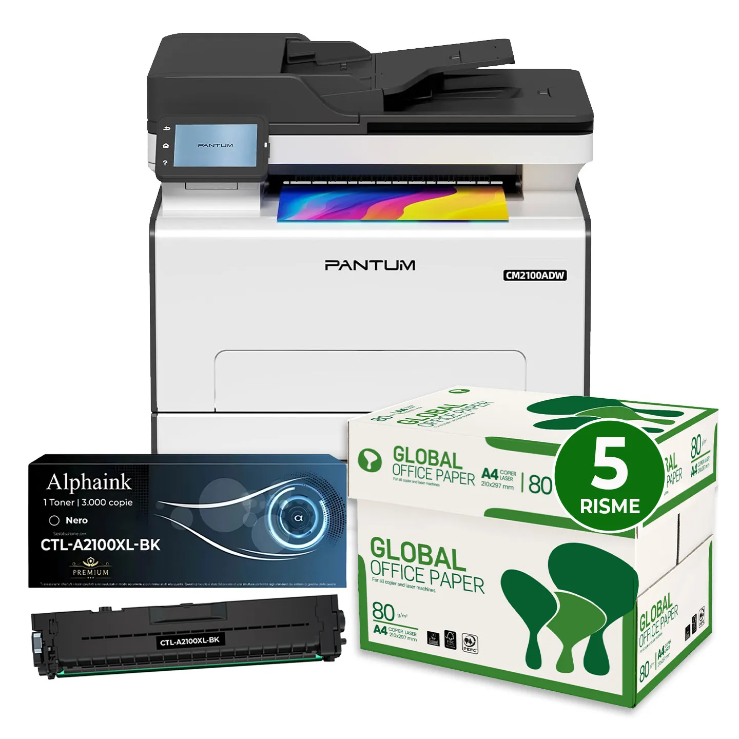 BUNDLE BLACK Pantum CM2100ADW Multifunzione a Colori