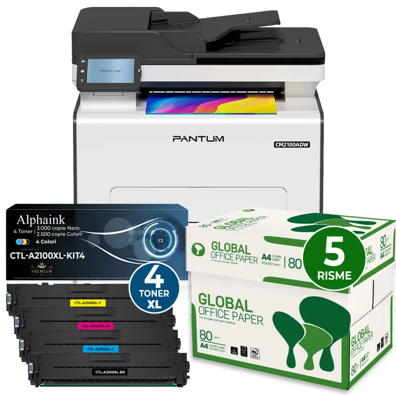 BUNDLE ALL INCLUSIVE Pantum CM2100ADW Multifunzione a Colori