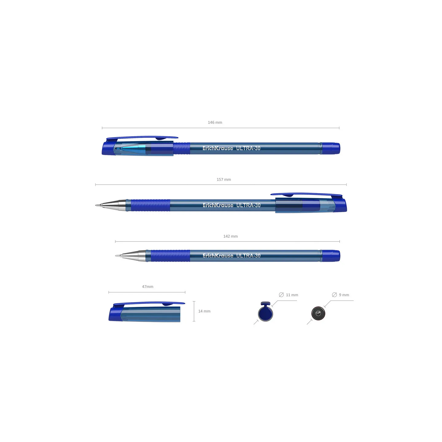 Box 12 penne a sfera Blu ErichKrause ULTRA-30 Stick & Grip Original
