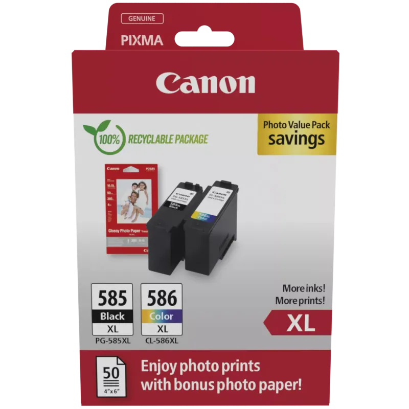 Canon PG-585XL/CL-586XL Originali + Carta Foto 6204C005